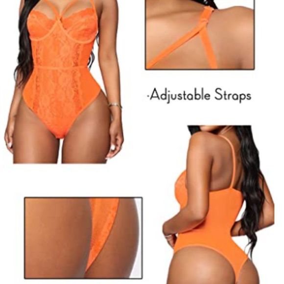 V-Neck Lace Babydoll,Sexy Lingerie Women,One Piece Bodysuit - Picture 4 of 4